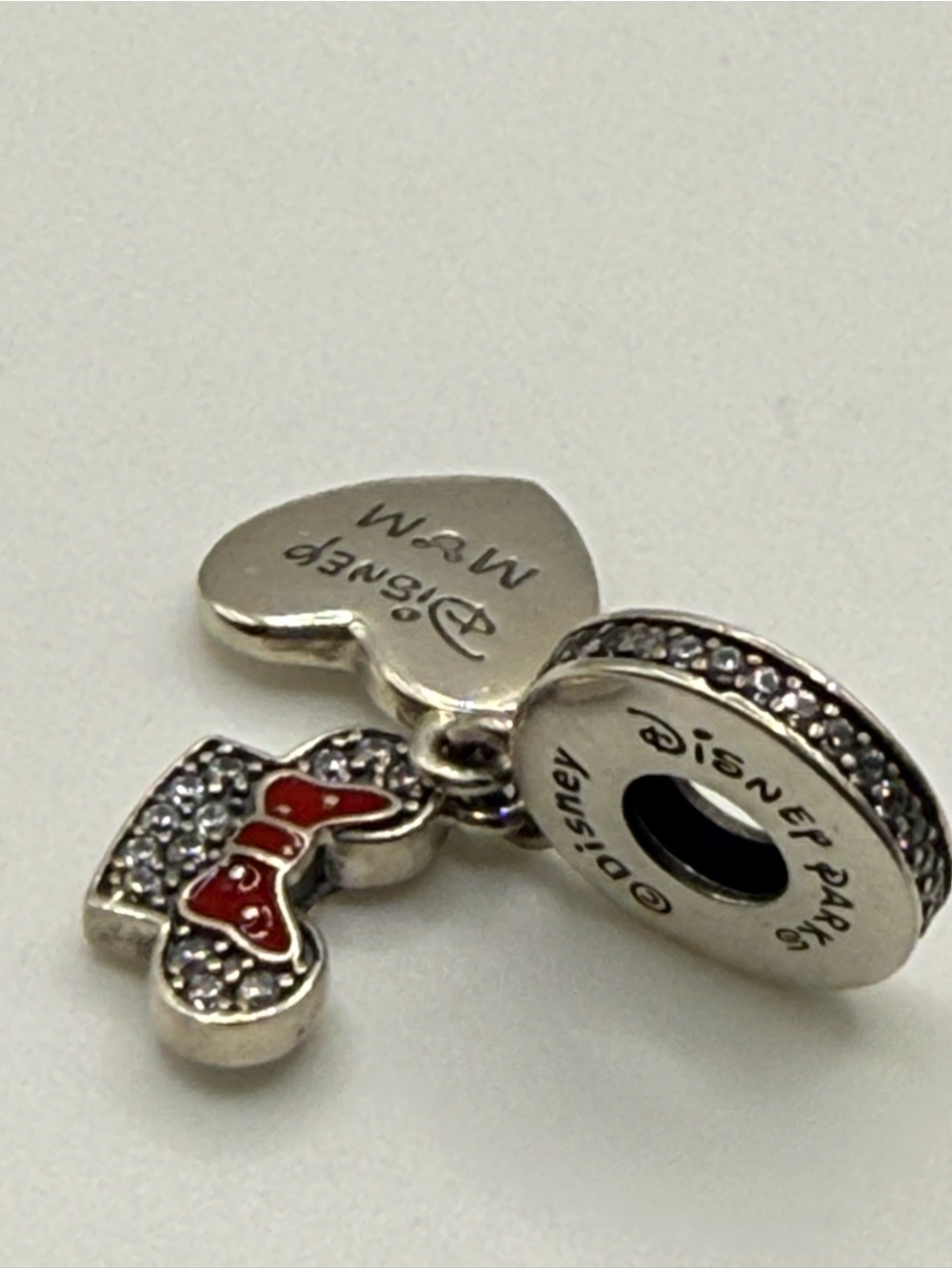 Pandora Disney “2 pc Minnie Dangling Heart Engraved & Sparkling Red Headband!